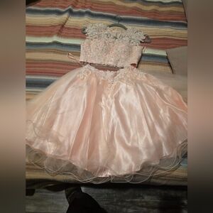 Elegant Pink Lace 2 Piece Dress